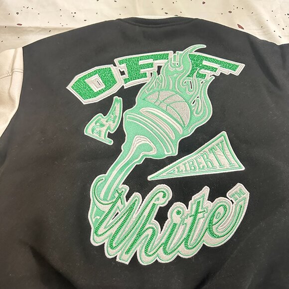 Off-White Men's Black And White Baseball Jacket - Picture 6 of 8